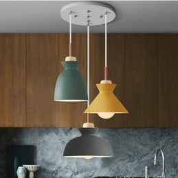 Macaron Pendant Light Nordic Simple Iron Arti Three Lights Fixture