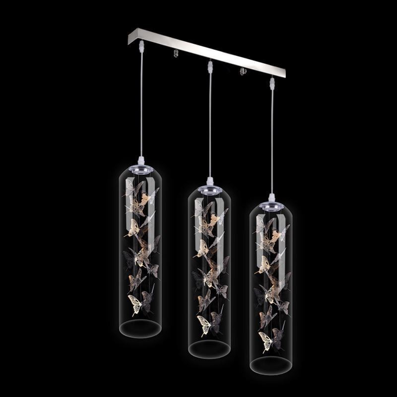 Glass Pendant Light Creative Nordic Cylinder Lamp Butterfly Light