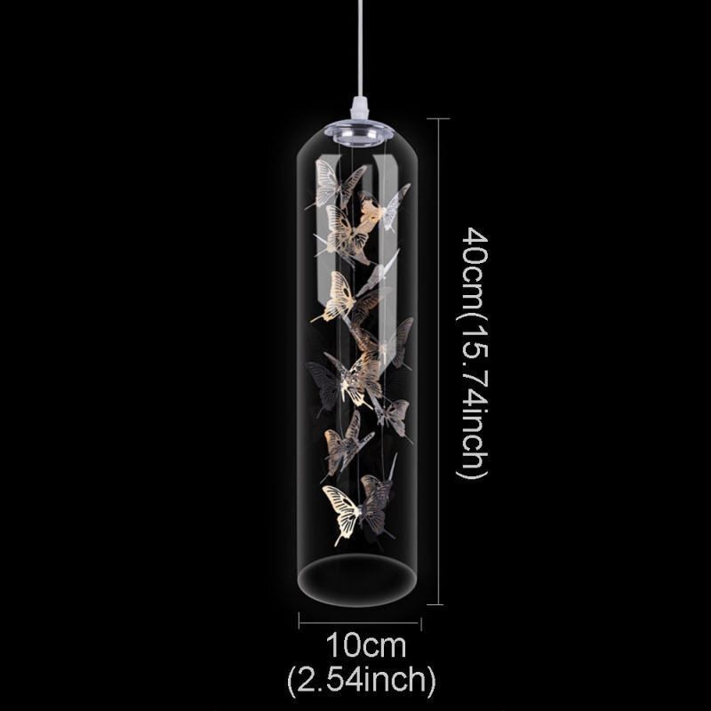 Glass Pendant Light Creative Nordic Cylinder Lamp Butterfly Light