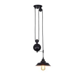 Industrial Farmhouse Pulley Pendant Light Retractable Design Adjustable Height