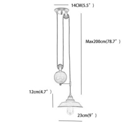 Industrial Farmhouse Pulley Pendant Light Retractable Design Adjustable Height