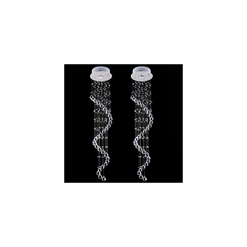 Crystal Pendant Light Chandelier Lighting 1 Lights Silver Canpoy Clear K9 Crystal Helix Ceiling Lamps H120CM