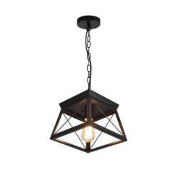 Vintage Trapezoidal Pendant Light Metal Black Ceiling Light
