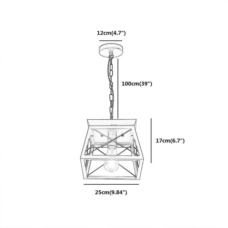 Vintage Trapezoidal Pendant Light Metal Black Ceiling Light