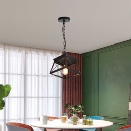 Vintage Trapezoidal Pendant Light Metal Black Ceiling Light