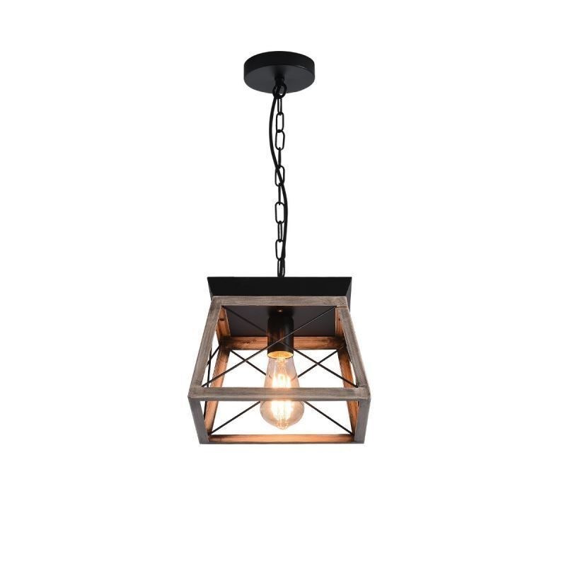 Vintage Trapezoidal Pendant Light Metal Black Hanging Light