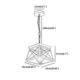 Vintage Trapezoidal Pendant Light Metal Black Hanging Light