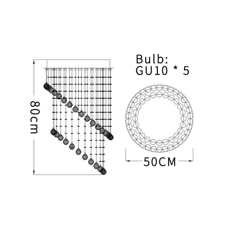 Modern Crystal Chandelier Round Raindrop Ceiling Light