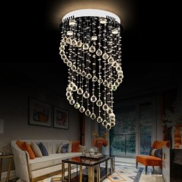 Modern Crystal Chandelier Round Raindrop Ceiling Light