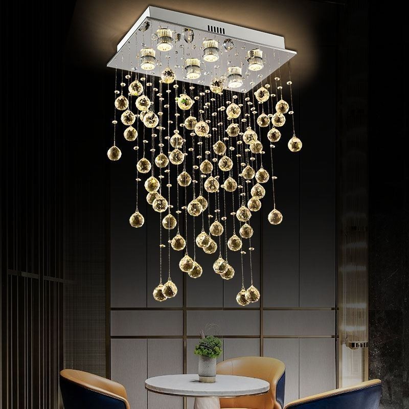 Modern Crystal Chandelier Flush Mount Ceiling Light