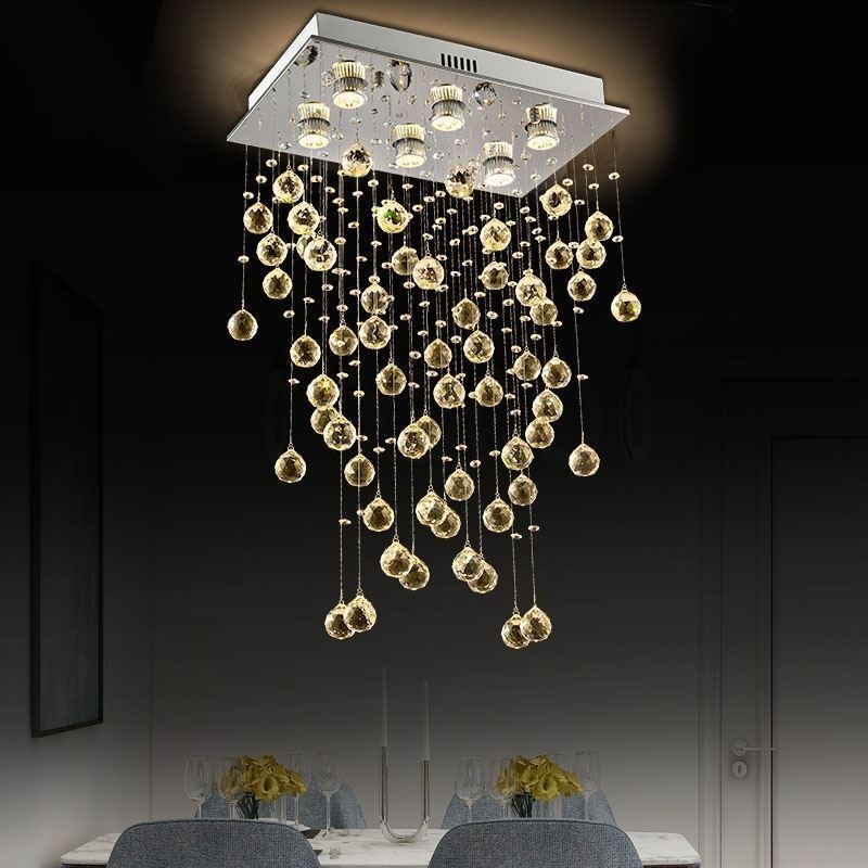 Modern Crystal Chandelier Flush Mount Ceiling Light