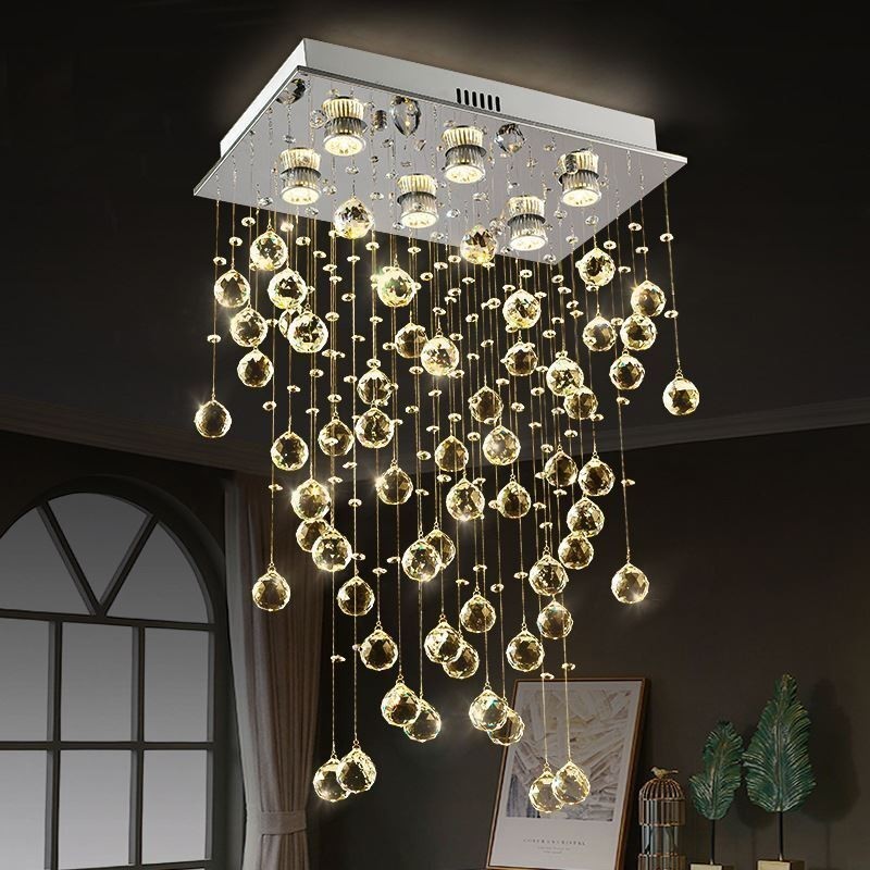 Modern Crystal Chandelier Flush Mount Ceiling Light