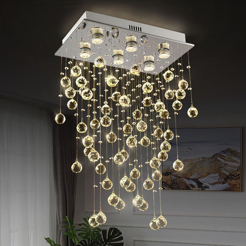 Modern Crystal Chandelier Flush Mount Ceiling Light