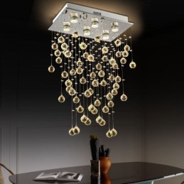 Modern Crystal Chandelier Flush Mount Ceiling Light
