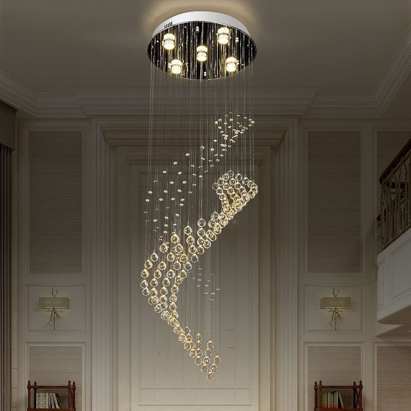 Elegant Crystal Chandelier Raindrop Ceiling Lights Foyer
