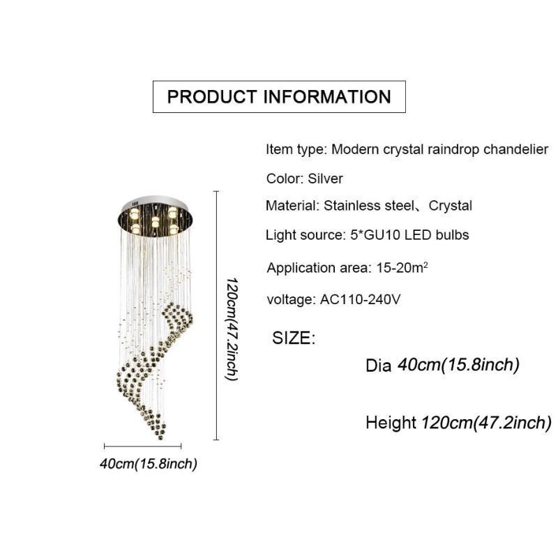 Elegant Crystal Chandelier Raindrop Ceiling Lights Foyer