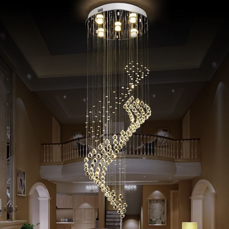 Elegant Crystal Chandelier Raindrop Ceiling Lights Foyer
