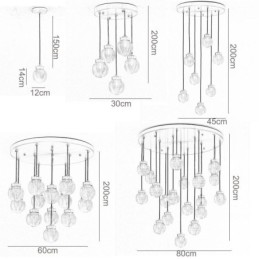 American Cluster Pendant Lamp Light Luxurious Glass Ball Ceiling Light