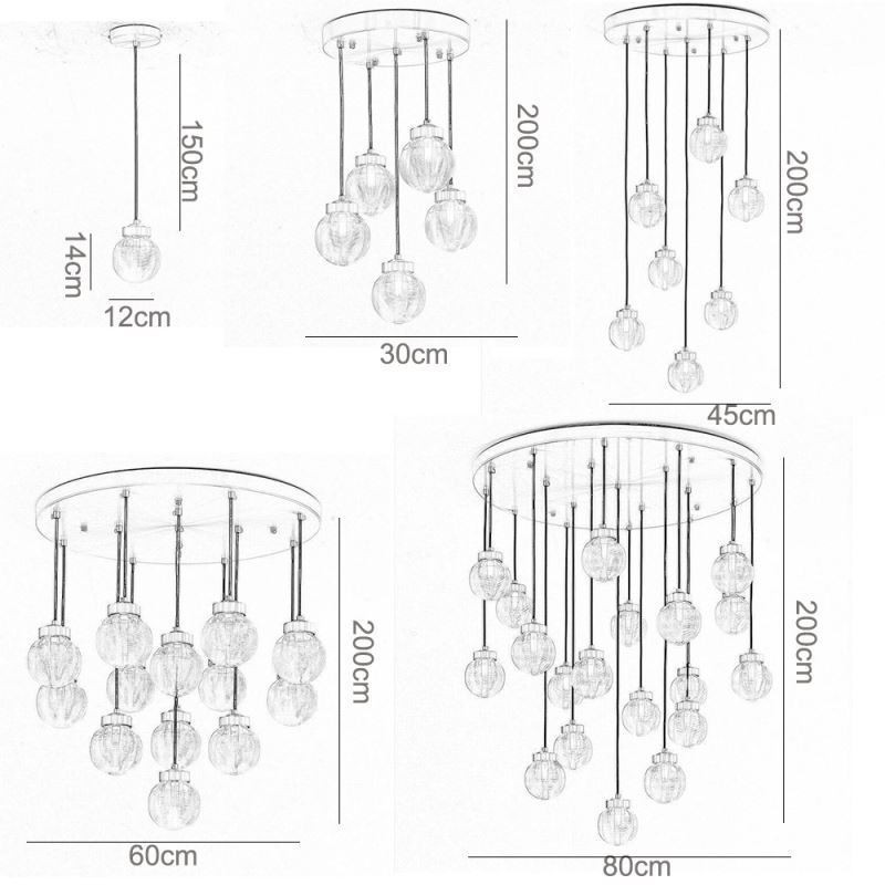 American Cluster Pendant Lamp Light Luxurious Glass Ball Ceiling Light
