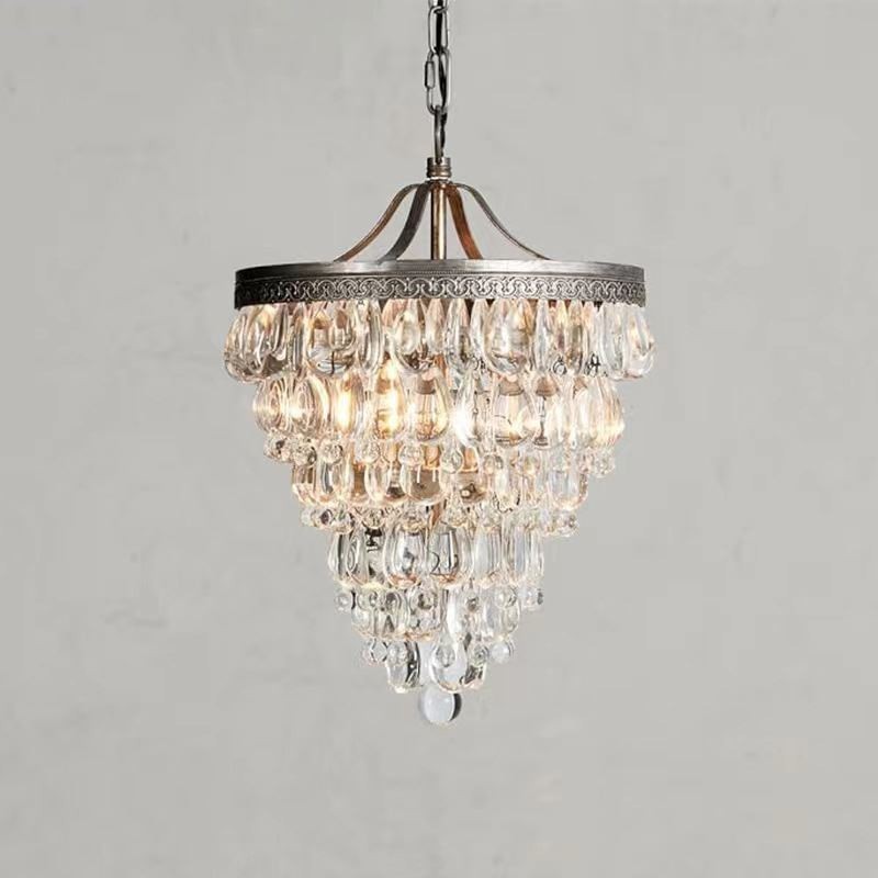 American Crystal Ceiling Light Country Retro Round Pendant Light
