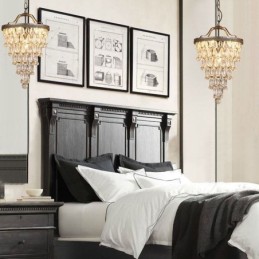 American Crystal Ceiling Light Country Retro Round Pendant Light