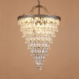 American Crystal Ceiling Light Country Retro Round Pendant Light