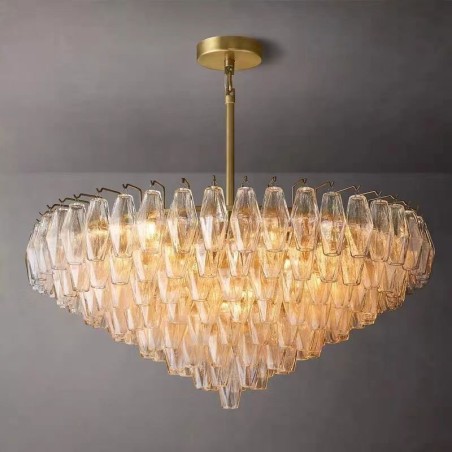 American Pendant Light Glass Ceiling Light Amber Transparent 90cm 14 Lights
