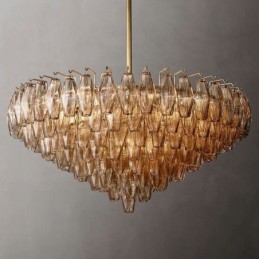 American Pendant Light Glass Ceiling Light Amber Transparent 90cm 14 Lights