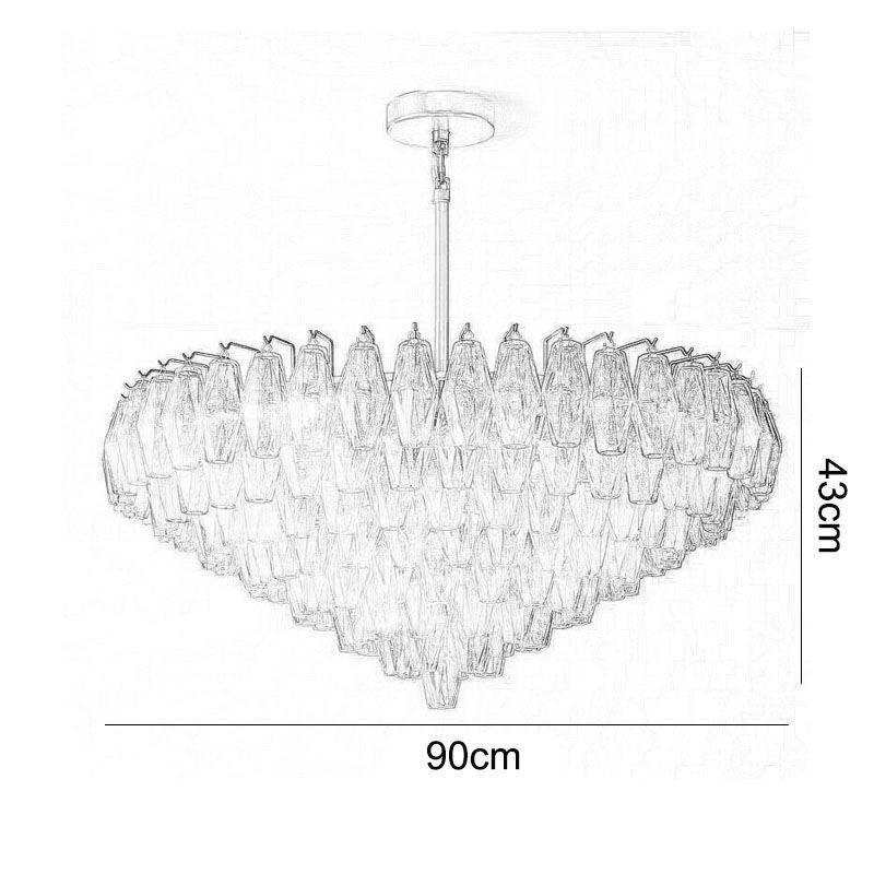 American Pendant Light Glass Ceiling Light Amber Transparent 90cm 14 Lights