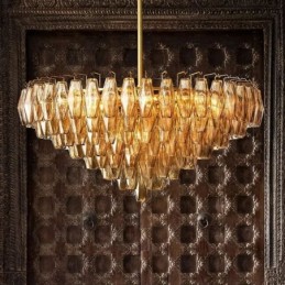 American Pendant Light Glass Ceiling Light Amber Transparent 90cm 14 Lights