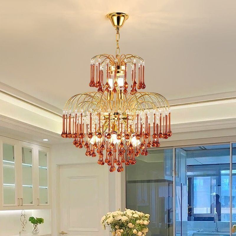 Crystal Pendant Light Elegant Duplex Decorative Ceiling Light