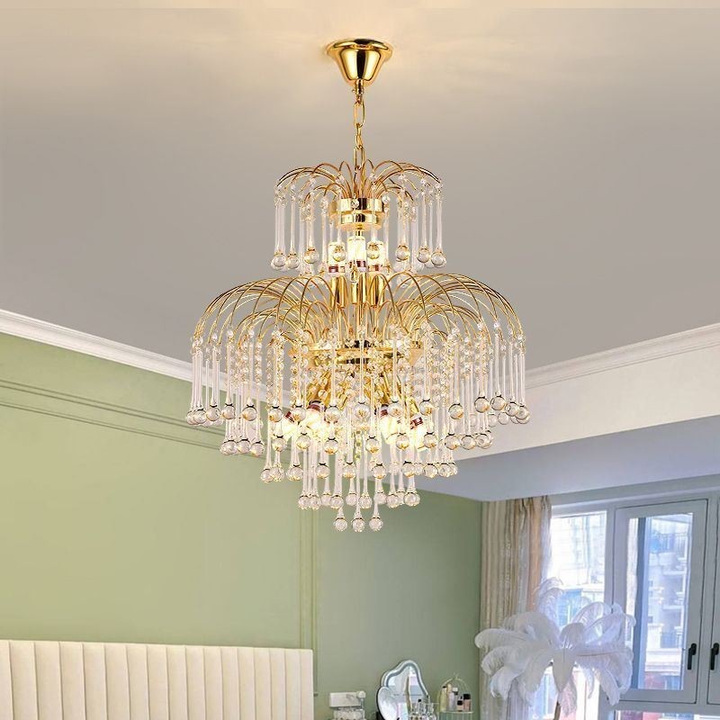 Crystal Pendant Light Elegant Duplex Decorative Ceiling Light