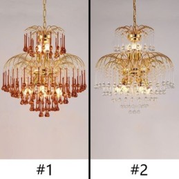 Crystal Pendant Light Elegant Duplex Decorative Ceiling Light