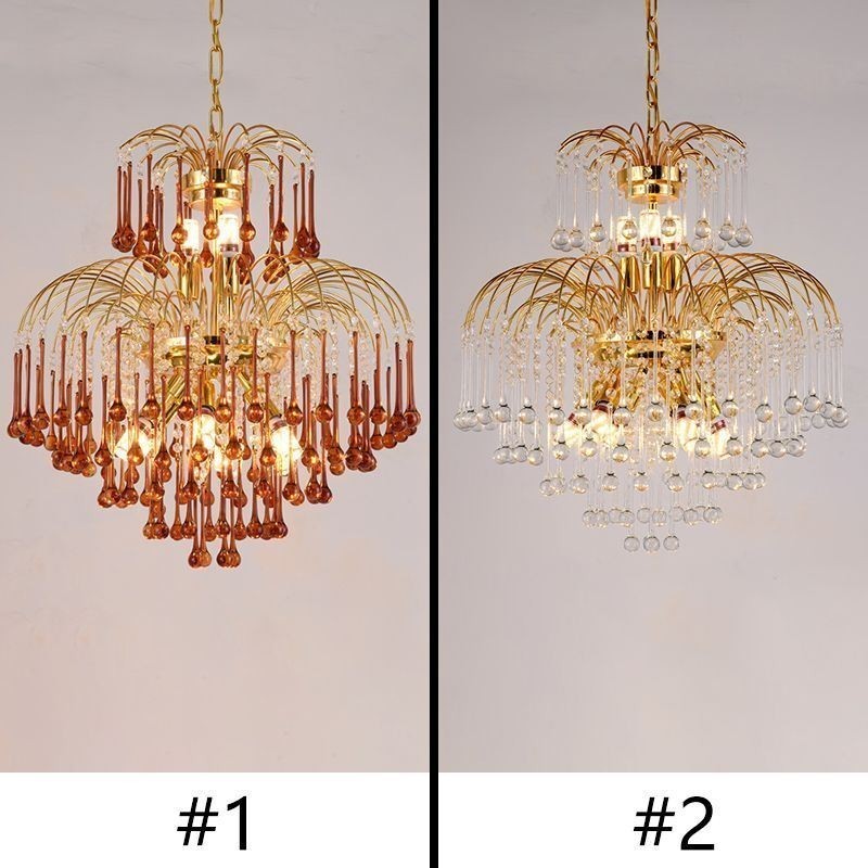 Crystal Pendant Light Elegant Duplex Decorative Ceiling Light