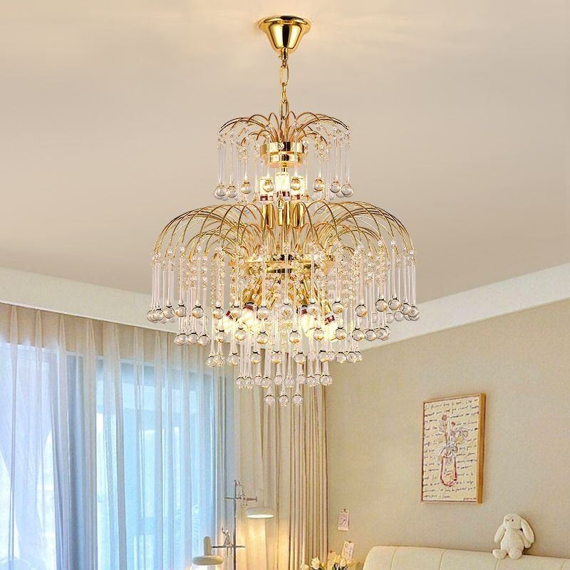 Crystal Pendant Light Elegant Duplex Decorative Ceiling Light