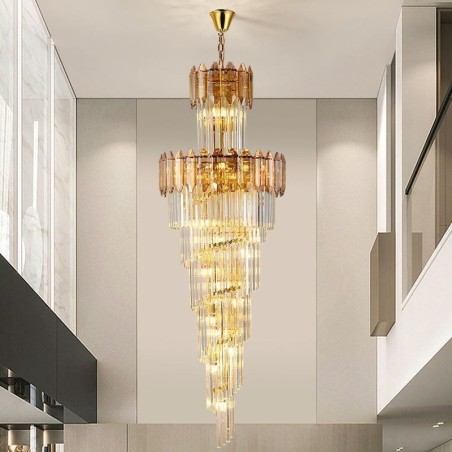 Tapered Crystal Pendant Light Luxury Duplex Decorative Ceiling Light