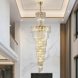 Tapered Crystal Pendant Light Luxury Duplex Decorative Ceiling Light