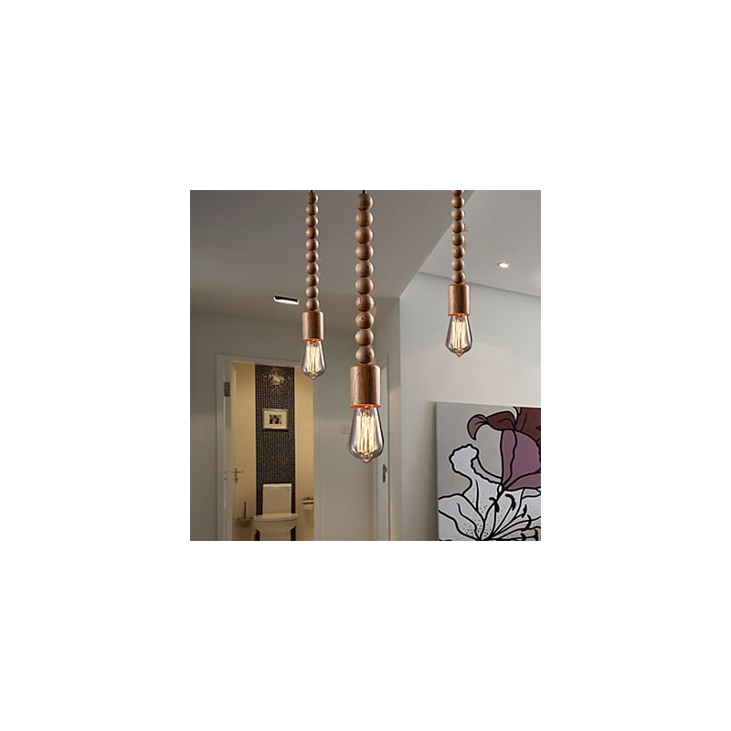 Chandelier Mini Style Traditional Classic Wood Bamboo