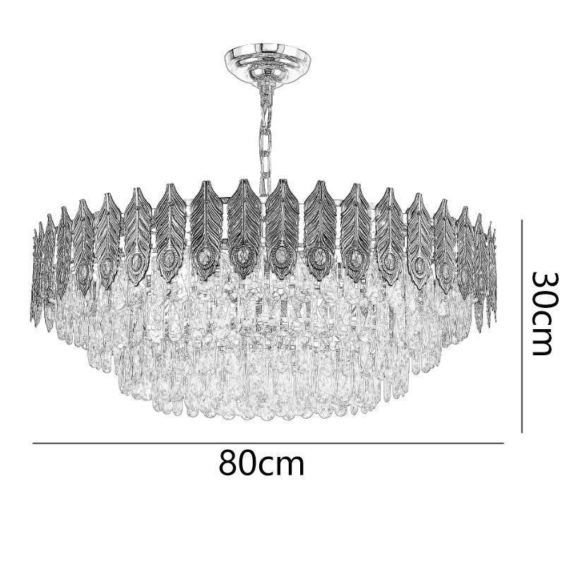 Golden Feather Crystal Pendant Light Duplex Decorative Ceiling Light
