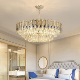 Golden Feather Crystal Pendant Light Duplex Decorative Ceiling Light