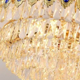 Golden Feather Crystal Pendant Light Duplex Decorative Ceiling Light