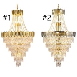 Tapered Crystal Pendant Light Eye catching Duplex Decorative Ceiling Light