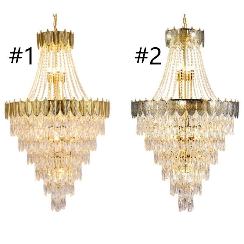 Tapered Crystal Pendant Light Eye catching Duplex Decorative Ceiling Light