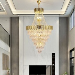 Tapered Crystal Pendant Light Eye catching Duplex Decorative Ceiling Light
