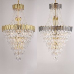 Tapered Crystal Pendant Light Eye catching Duplex Decorative Ceiling Light
