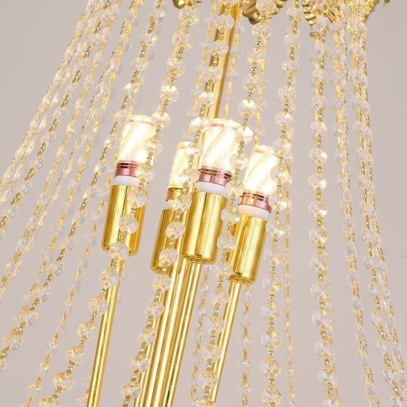 Tapered Crystal Pendant Light Eye catching Duplex Decorative Ceiling Light