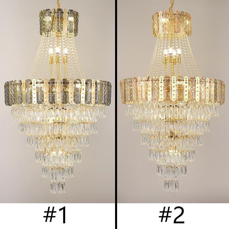 Tapered Crystal Pendant Light Exquisite Duplex Decorative Ceiling Light