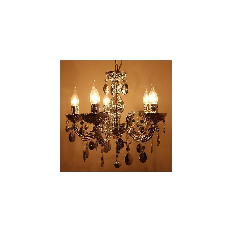 Modern Silver Acrylic Crystal Style Chandelier With 5 Lights