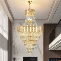 Tapered Crystal Pendant Light Exquisite Duplex Decorative Ceiling Light