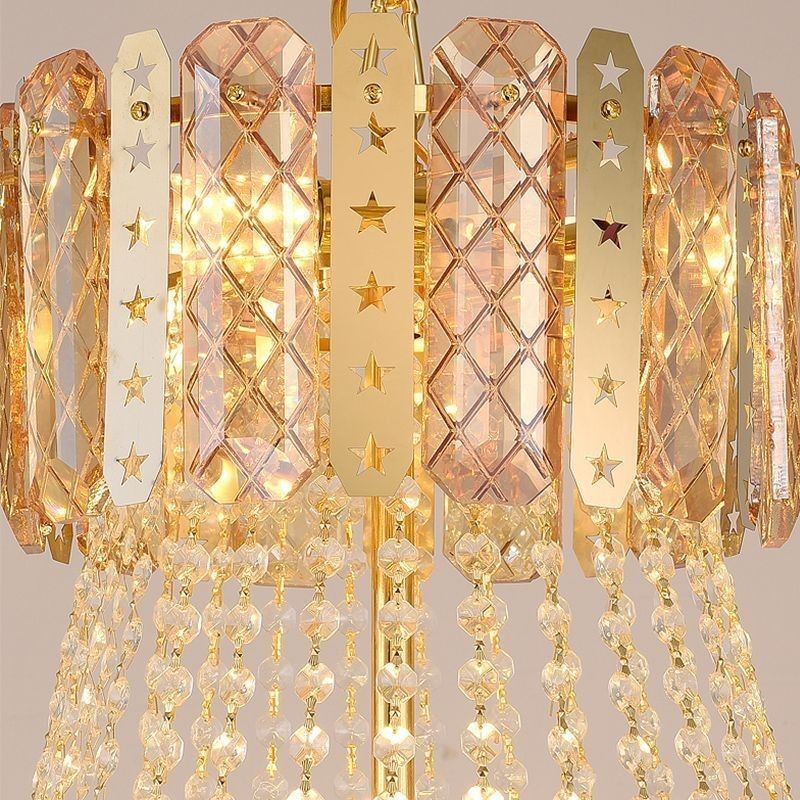 Tapered Crystal Pendant Light Exquisite Duplex Decorative Ceiling Light